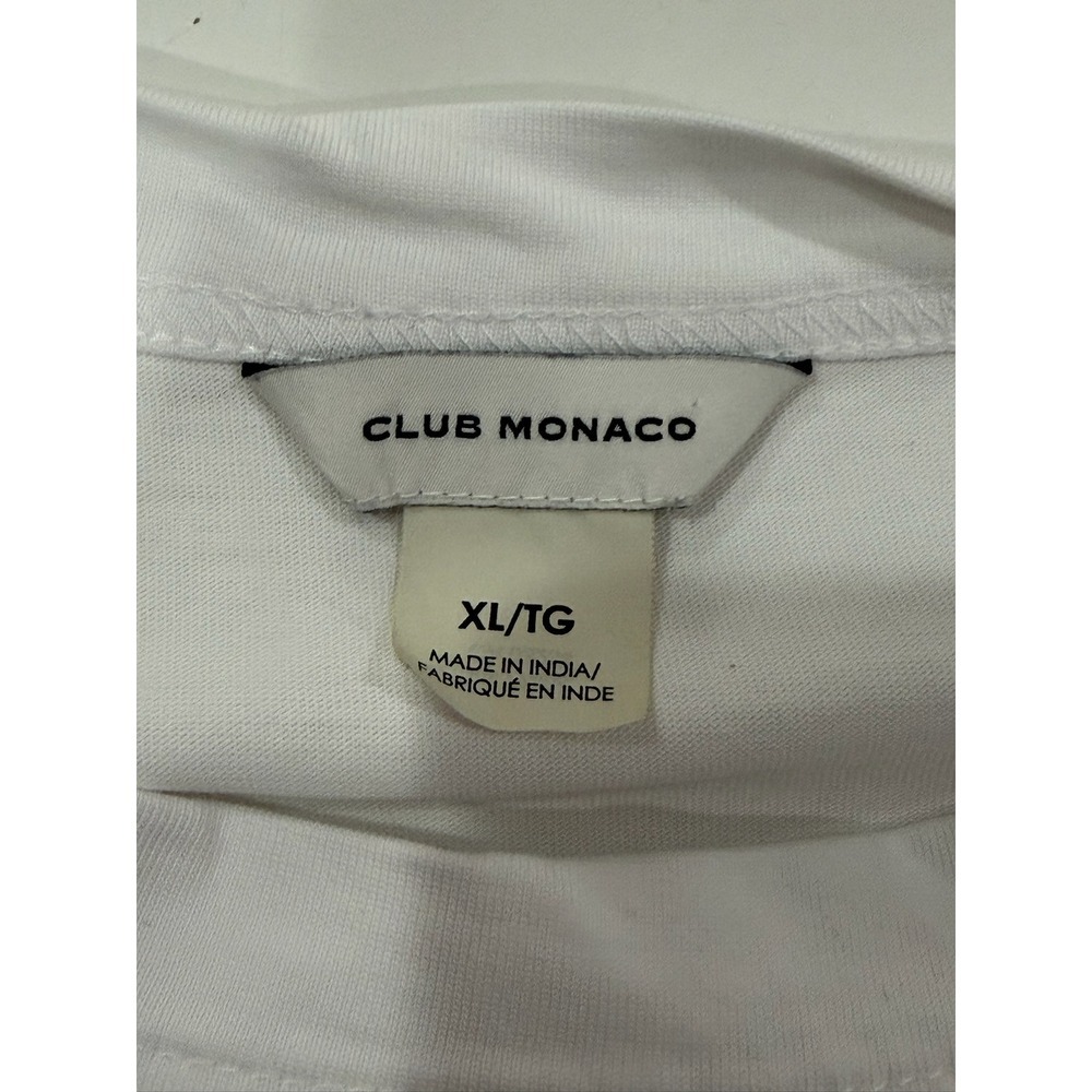 Club Monaco Mixed Media Pinstripe Sleeve Top White Blue Cotton XL - Picture 4 of 6